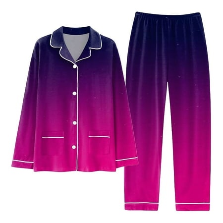 SZXZYGS Woman Pyjamas Set Women Pajamas Matching Set Holiday Pajamas Women S Classic Button Down Long Satin Pajama Set with Pockets 6249