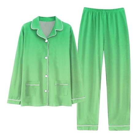 SZXZYGS Woman Pyjamas Set Women Pajamas Matching Set Holiday Pajamas Women S Classic Button Down Long Satin Pajama Set with Pockets 6317
