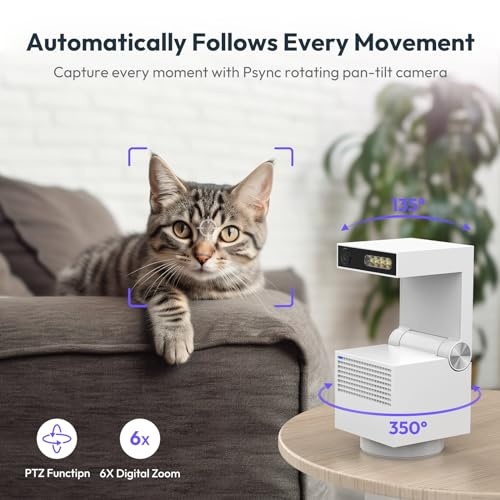 Psync Genie S 5MP Indoor Security Camera, Pan Tilt WiFi Camera for Baby Monitor/Pet Camera with Phone App, Auto Tracking, Person/Pet Detection, 2-Way