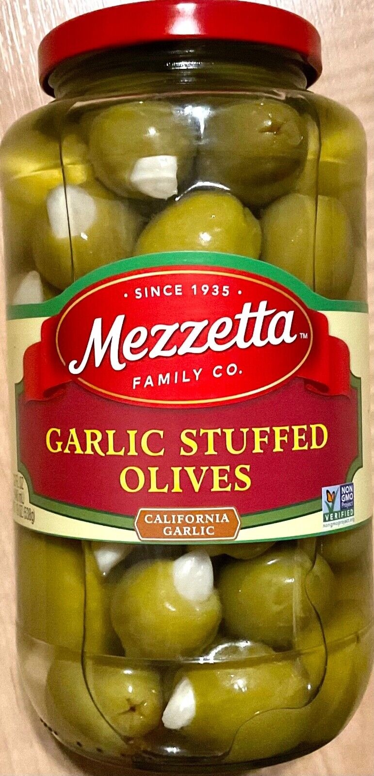 Mezzetta Garlic Stuffed Olives California Garlic Non-GMO 32 Oz