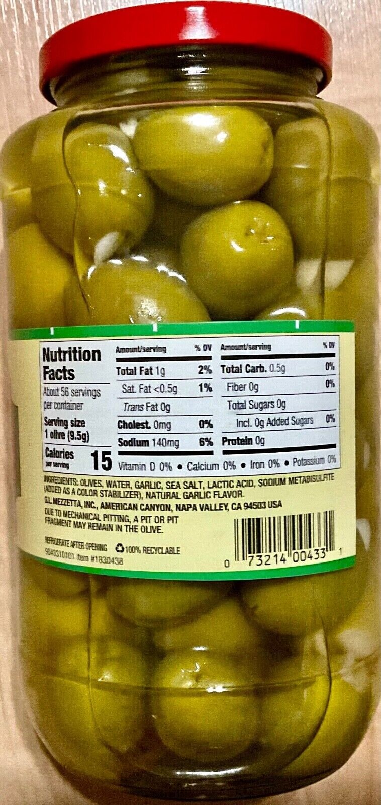 Mezzetta Garlic Stuffed Olives California Garlic Non-GMO 32 Oz thumbnail