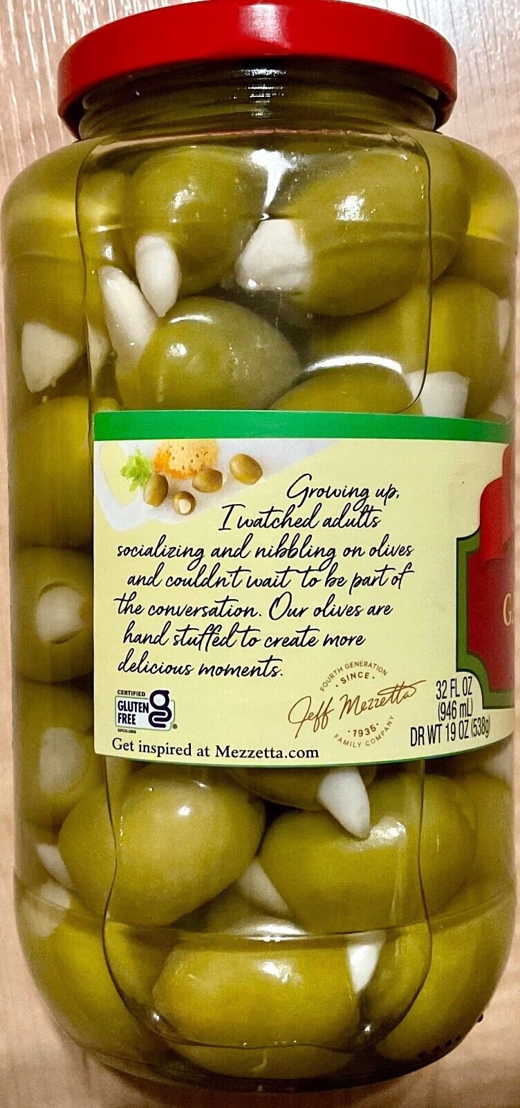 Mezzetta Garlic Stuffed Olives California Garlic Non-GMO 32 Oz thumbnail