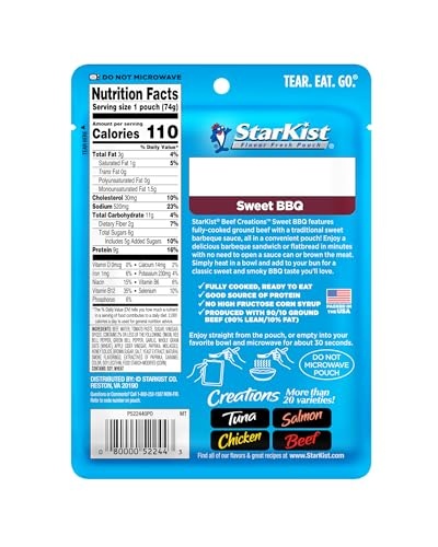 StarKist Beef Creations Sweet BBQ Seasoned Beef in Sauce  2.6 Oz Pouch thumbnail