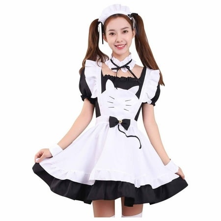 Mallwal Dresses for Women 2024 Elegant Lingerie Apron Maid Outfit Underwear Sleepwear Underdress Suit Regular Size Polyester Fabric Evening Sun Dress 