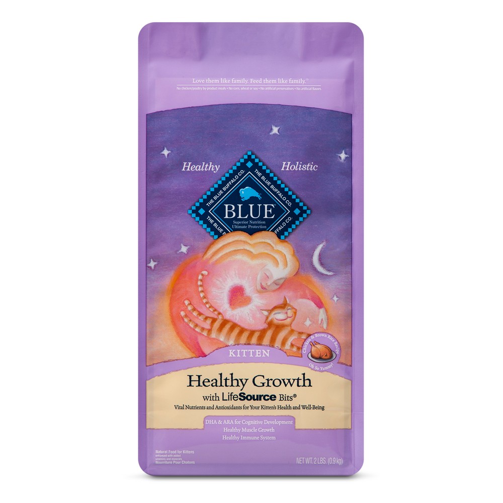 Blue Buffalo Healthy Growth Kitten Chicken & Brown - Rice Dry Cat Food - 2lb Bag, Size: 2 Lbs