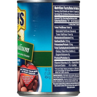 Bush's Reduced Sodium Pinto Beans - 16oz thumbnail