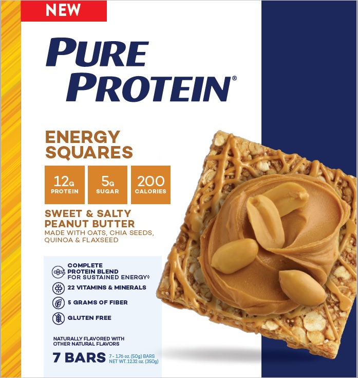 SWEET & SALTY PEANUT BUTTER ENERGY SQUARES BARS, SWEET & SALTY PEANUT BUTTER