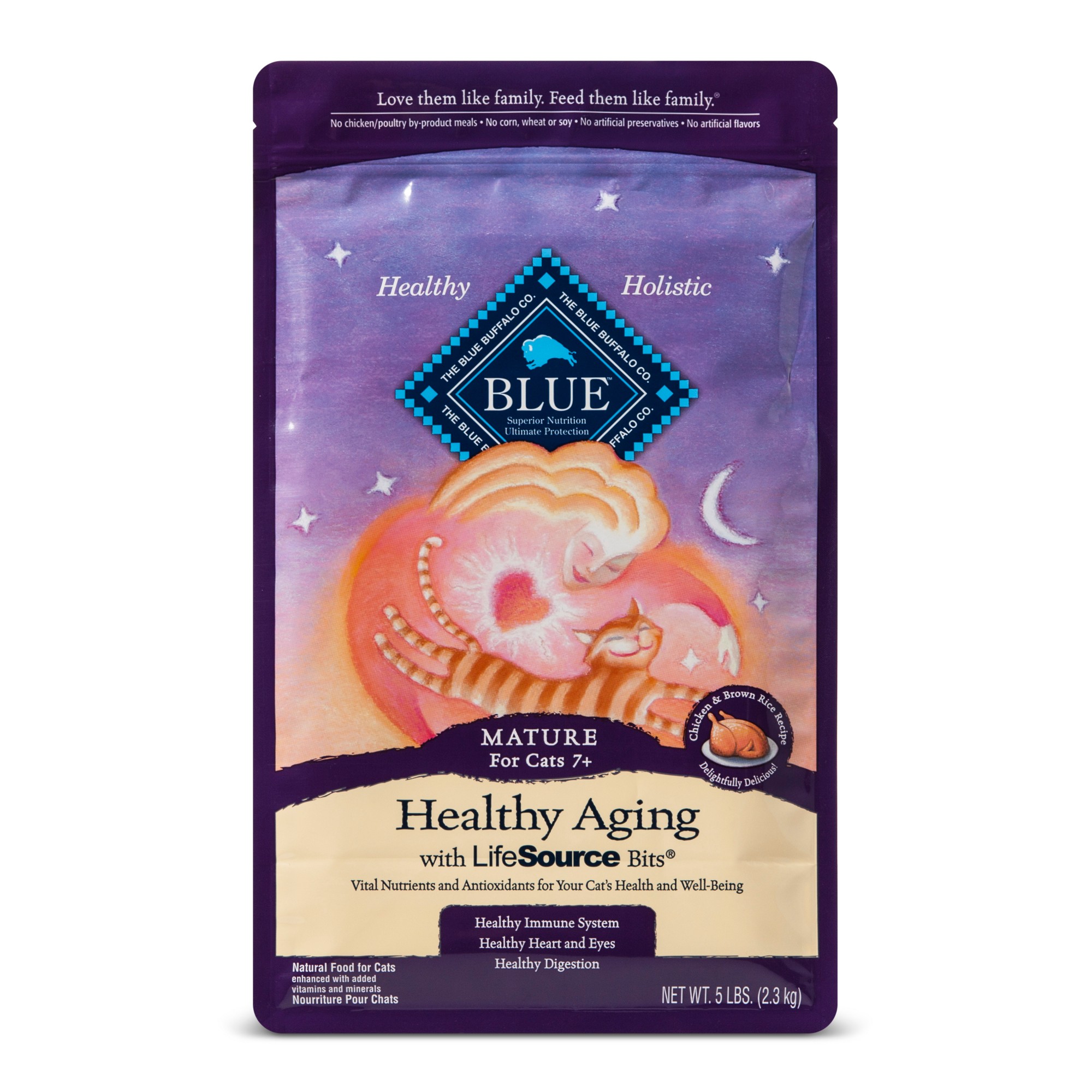 Blue Buffalo Healthy Aging Mature Chicken & Brown Rice - Dry Cat Food - 5lb Bag thumbnail