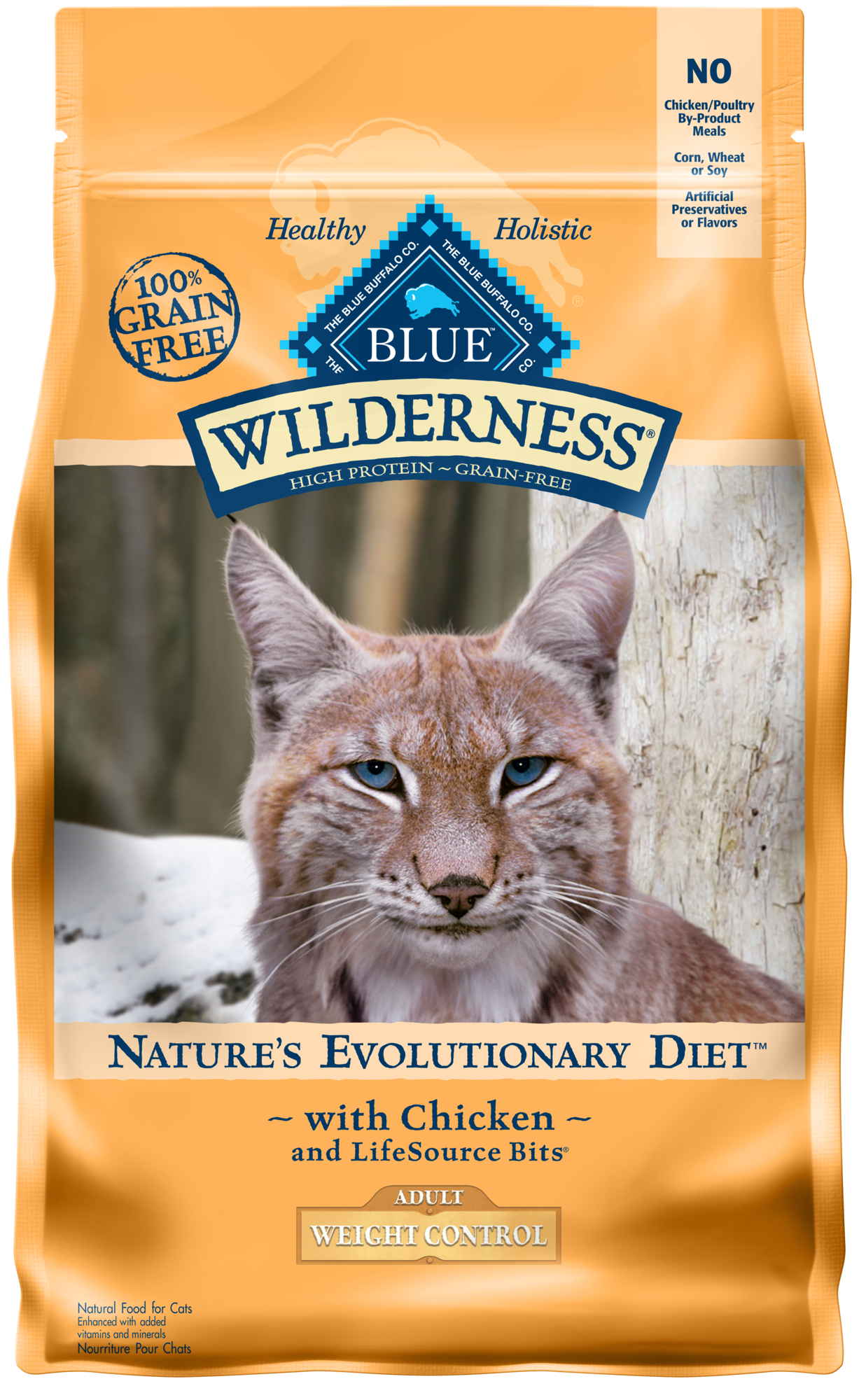 Blue Buffalo Wilderness High Protein Weight Control Chicken Dry Cat Food for Adult Cats  Grain-Free  4 Lb. Bag