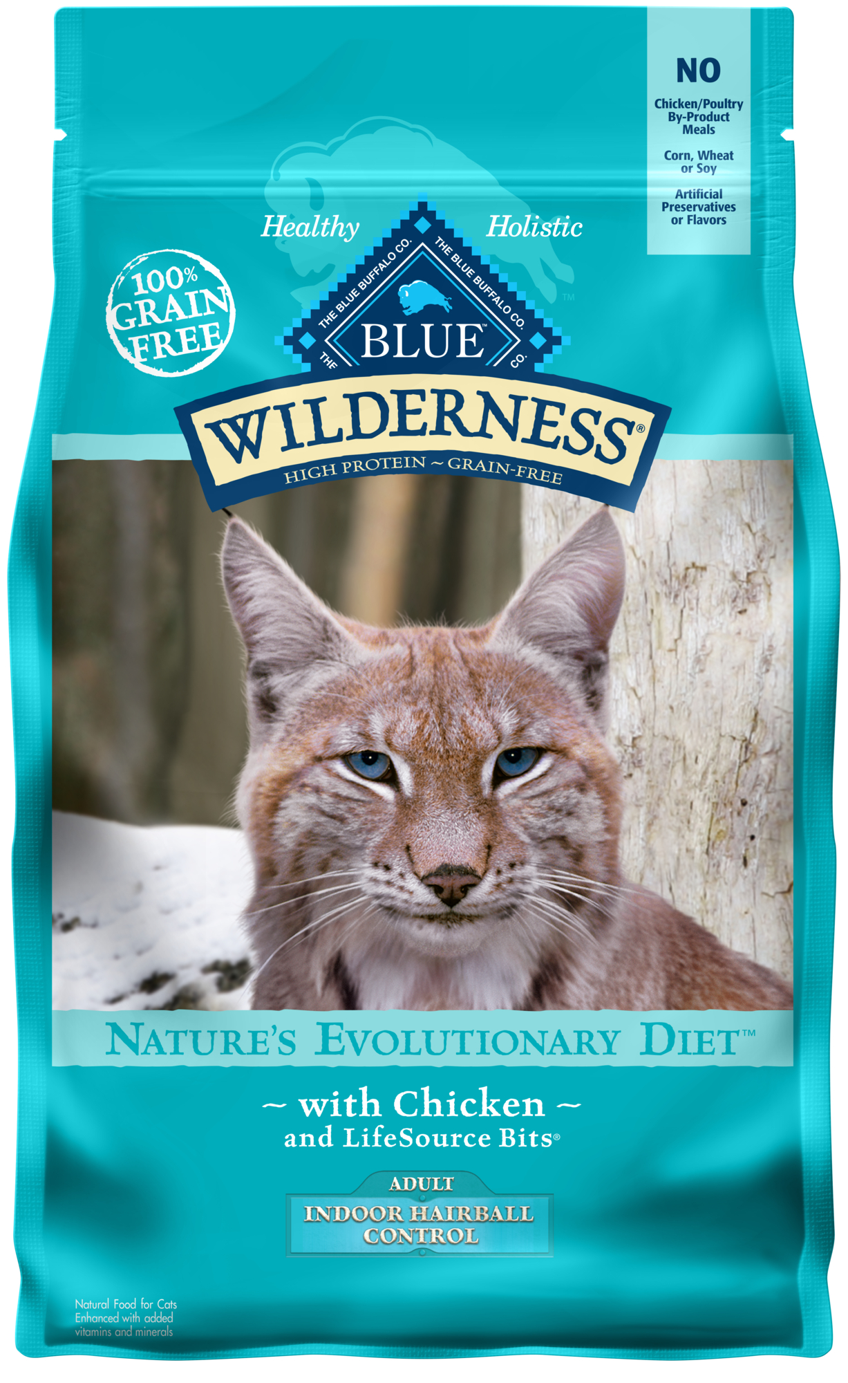 Blue Buffalo Wilderness Indoor Hairball Control High-Protein, Grain-Free Natural Chicken Dry Food for Adult Cats, 4 Lbs