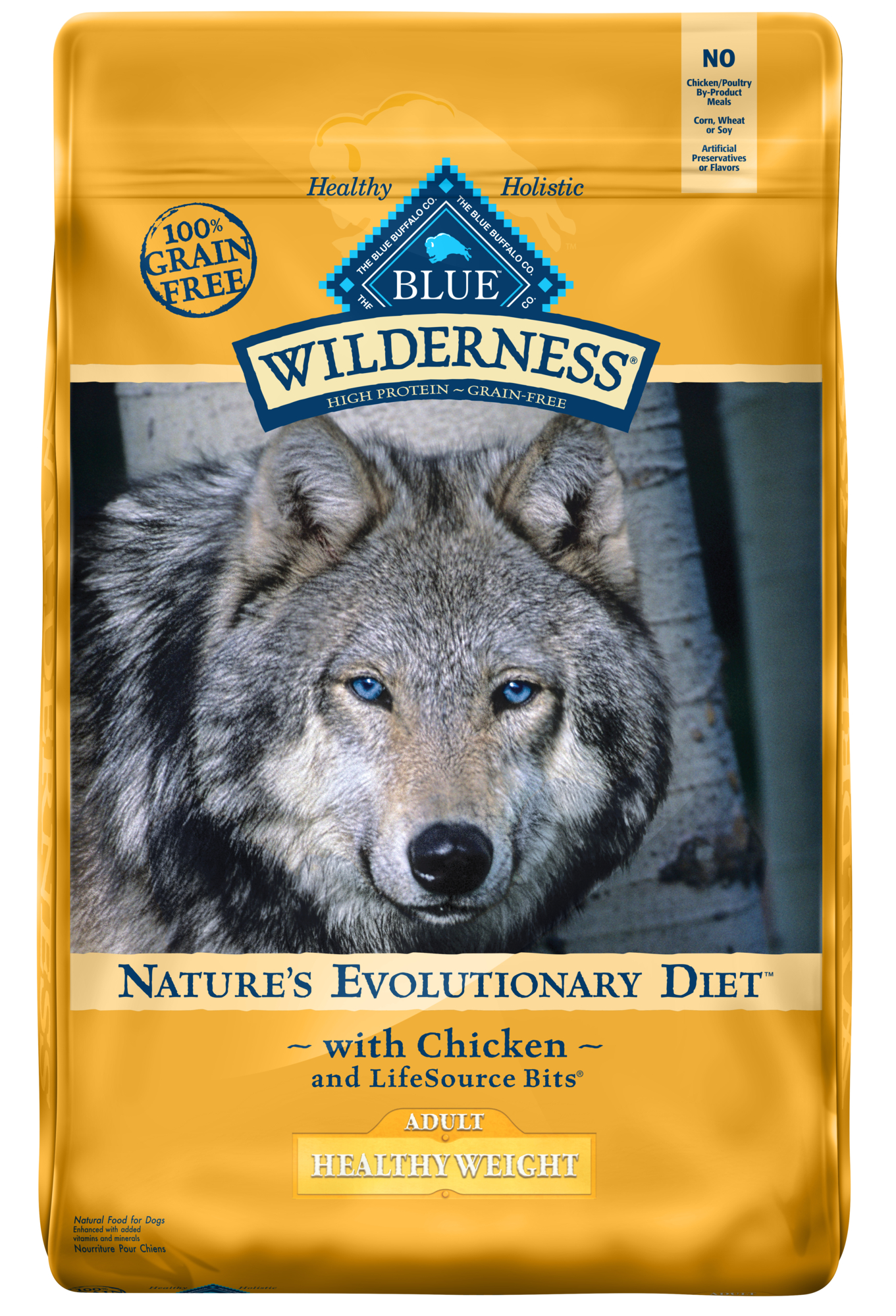 Blue Buffalo Wilderness High Protein Healthy Weight Chicken Dry Dog Food for Adult Dogs  Grain-Free  20 Lb. Bag