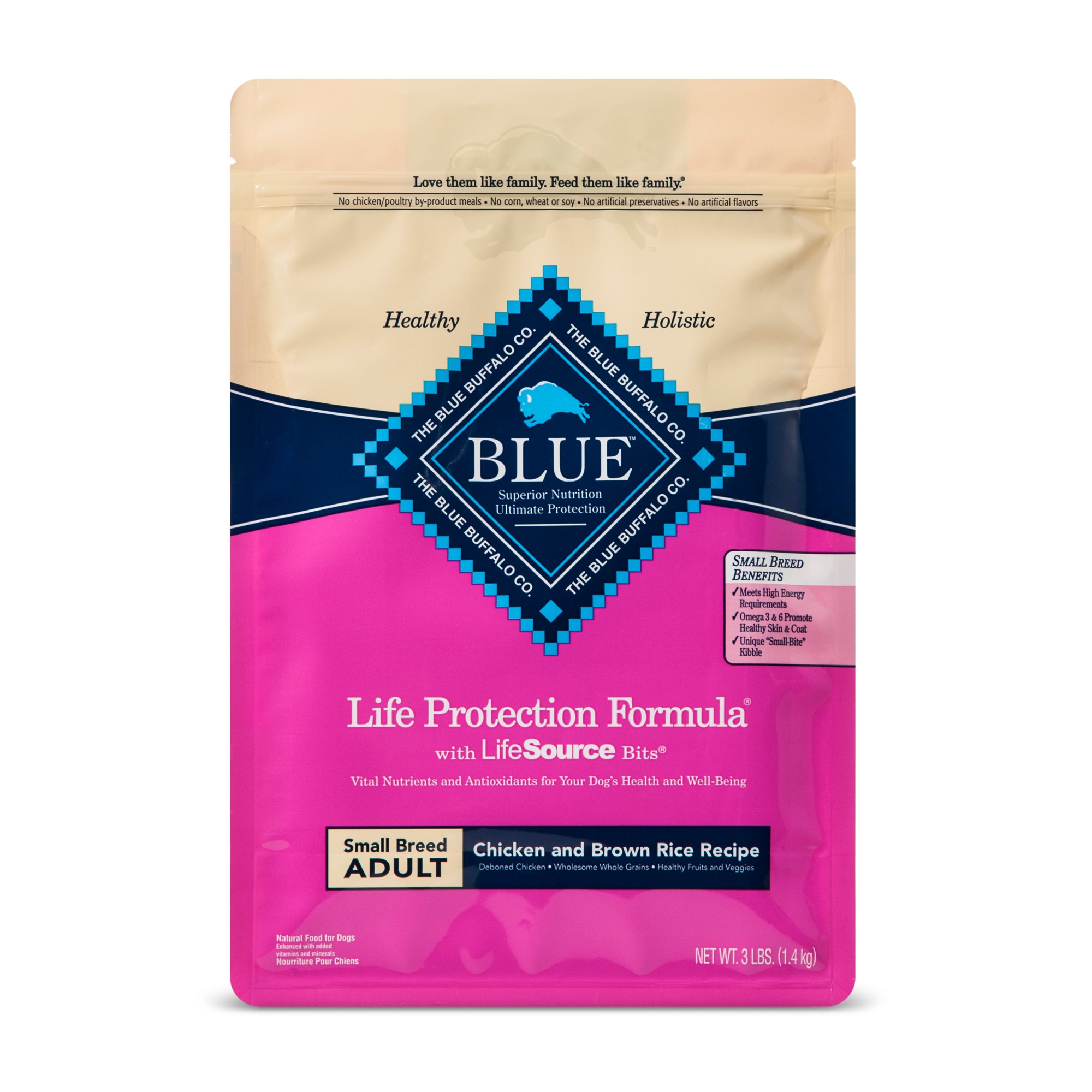 Blue Buffalo Adult Chicken & Brown Rice Small Breed Dry Dog Food - 3lb, Size: 3 Lbs thumbnail