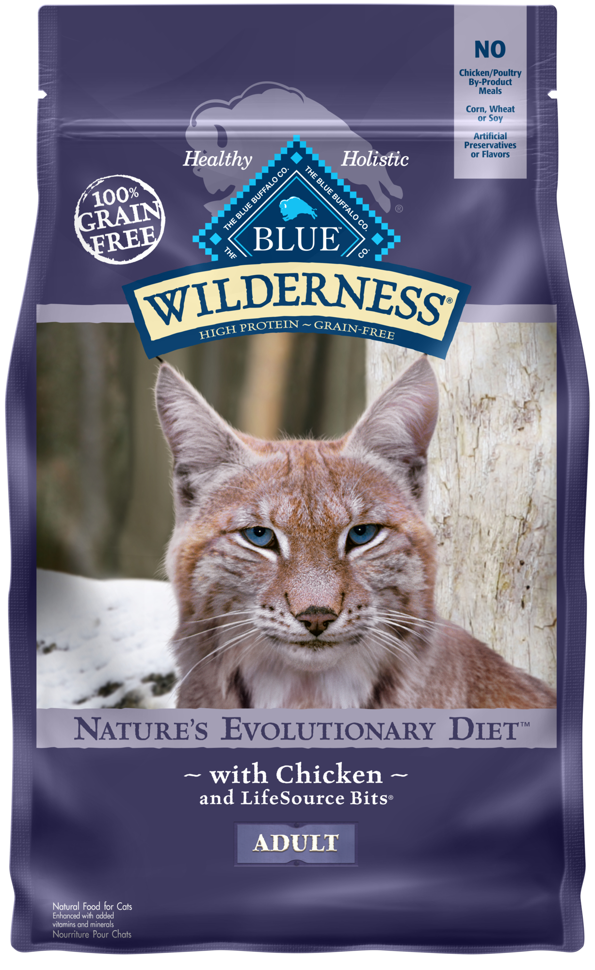 Blue Buffalo Wilderness High Protein Chicken Dry Cat Food for Adult Cats  Grain-Free  2 Lb. Bag