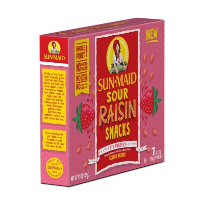 Sun-Maid, Fruity Raisin Snacks, Sour Strawberry, 7 Pouches, 0.7 Oz (20 G) Each thumbnail