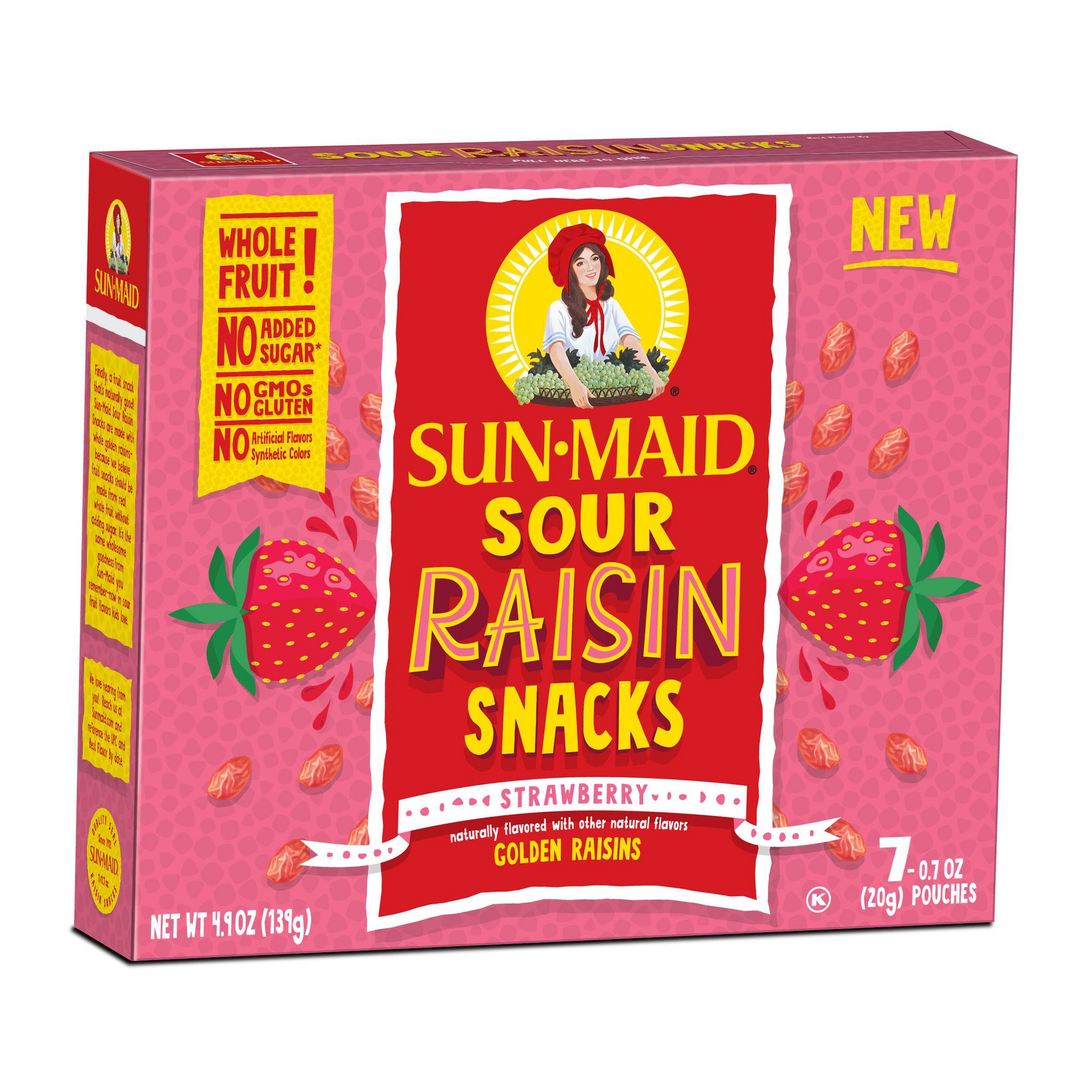 Sun-Maid, Fruity Raisin Snacks, Sour Strawberry, 7 Pouches, 0.7 Oz (20 G) Each thumbnail