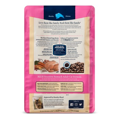 Blue Buffalo Adult Sensitive Stomach Chicken & Brown Rice Dry Cat Food - 10lb, Size: 10 Lbs thumbnail