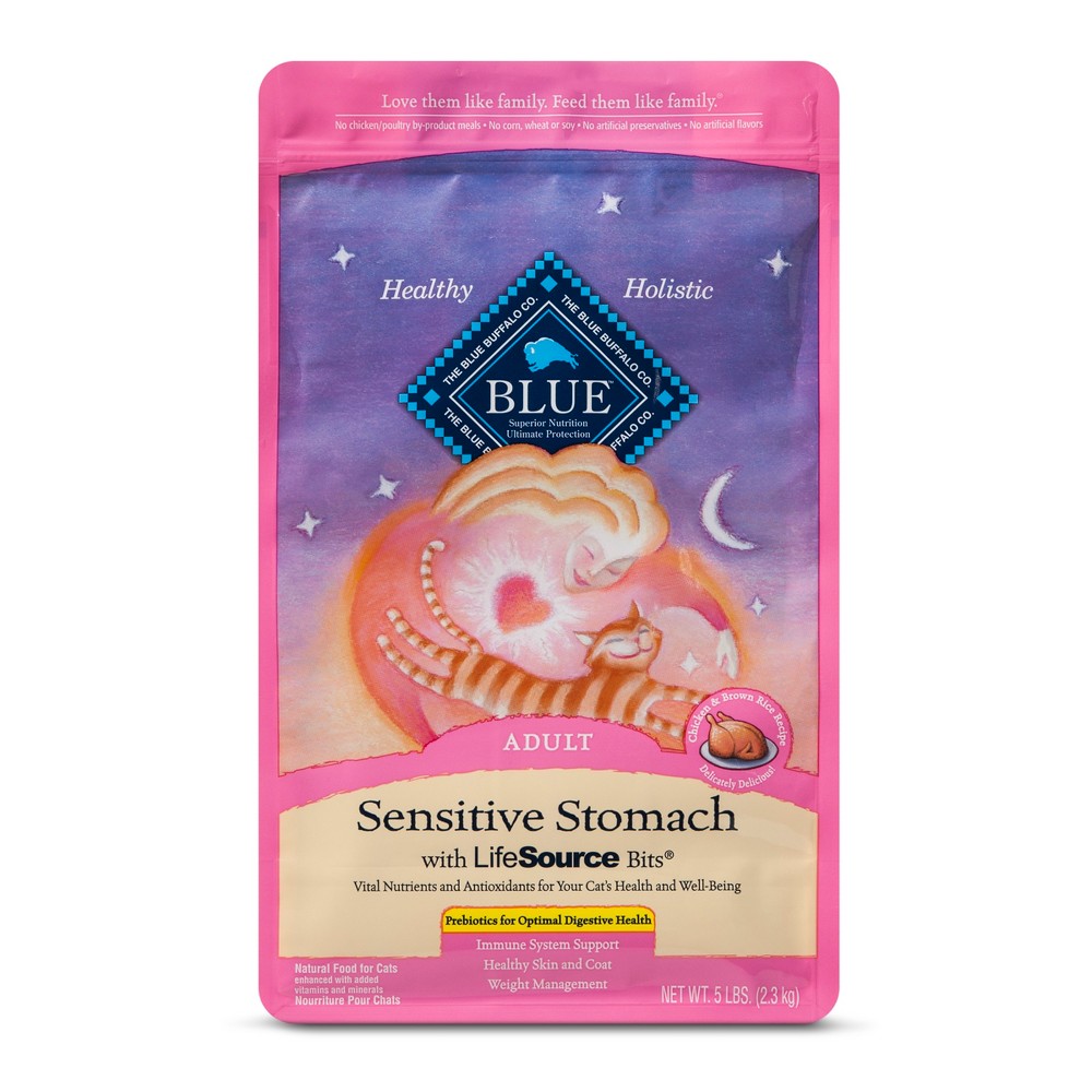 Blue Buffalo Adult Sensitive Stomach Chicken & Brown Rice Dry Cat Food - 5lb, Size: 5 Lbs