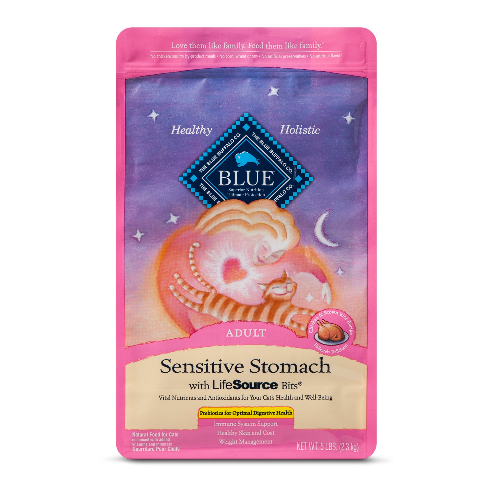 Blue Buffalo Adult Sensitive Stomach Chicken & Brown Rice Dry Cat Food - 5lb, Size: 5 Lbs thumbnail