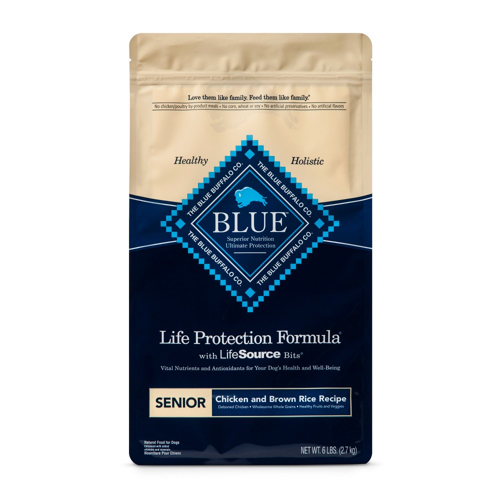 Blue Buffalo Senior Chicken & Brown Rice Dry Dog Food - 6lb, Size: 6 Lbs