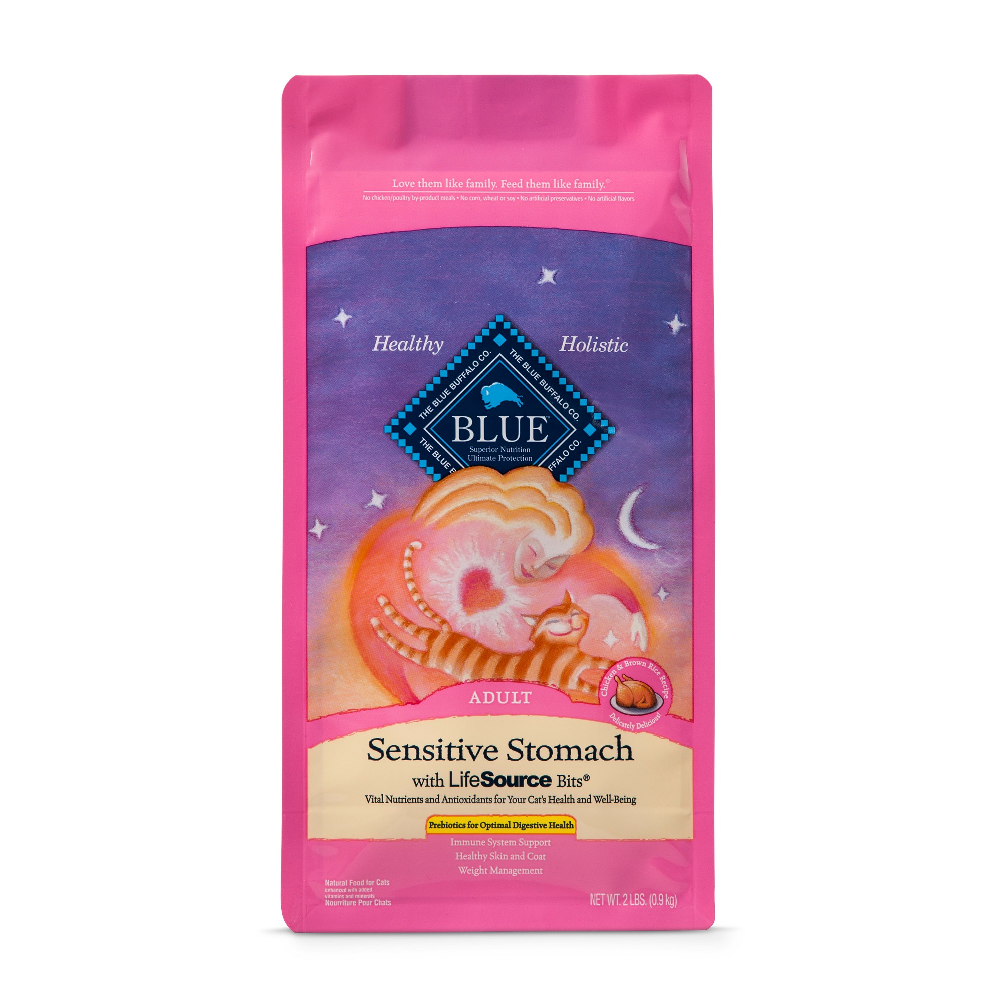 Blue Buffalo Adult Sensitive Stomach Chicken & Brown Rice Dry Cat Food - 2lb, Size: 2 Lbs thumbnail