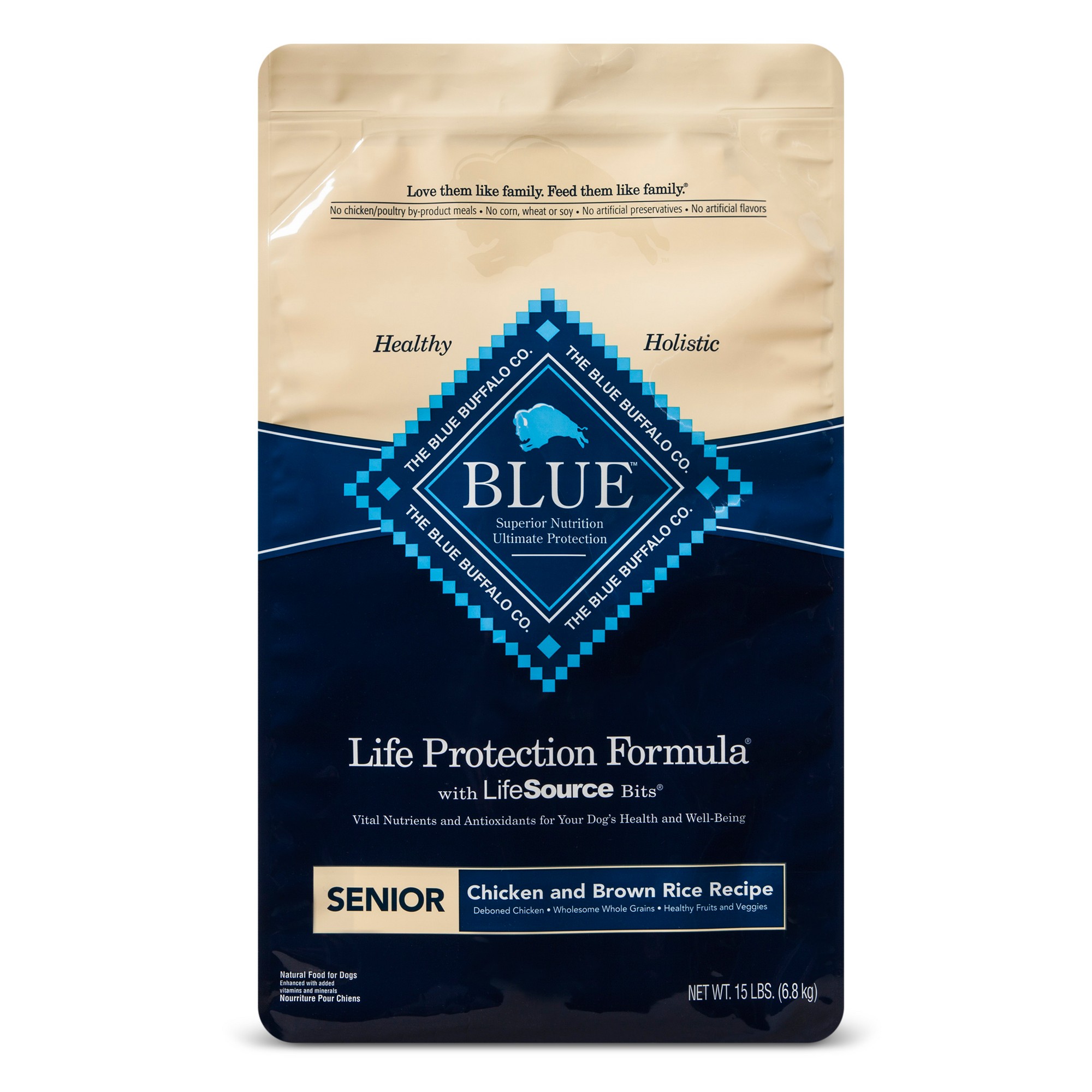 Blue Buffalo Senior Chicken & Brown Rice Dry Dog Food - 15lb, Size: 15 Lbs thumbnail