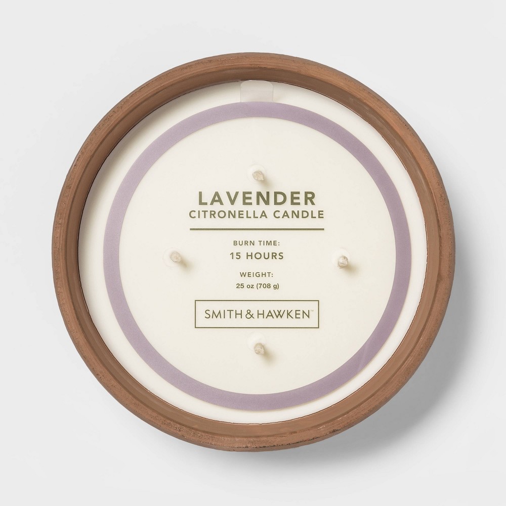 25oz Citronella 4-Wick Candle in Terracotta Pot Lavender (Purple) - Smith & Hawken