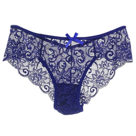 Women Sexy Panties Lace Cutout Hollow Waist Sexy Panties Barely There Bras for Women 4742 Dark Blue