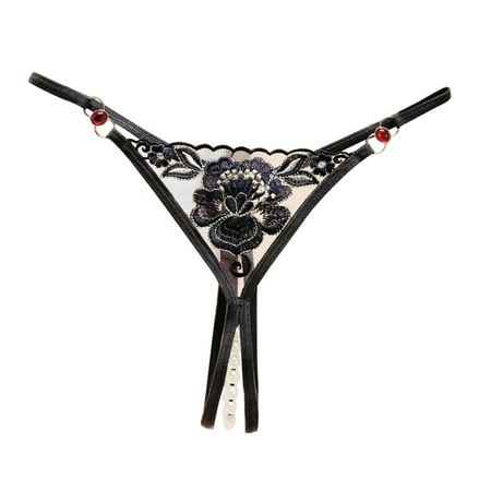 Women Sexy Lace Briefs Hollow Out Panties Crochet Lace up Panty Thongs G String Lingerie Underwear Barely There Bras for Women 4742 Blue One Size