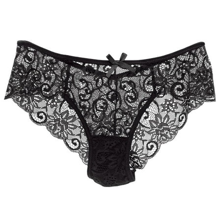Women Sexy Panties Lace Cutout Hollow Waist Sexy Panties Barely There Bras for Women 4742 Black