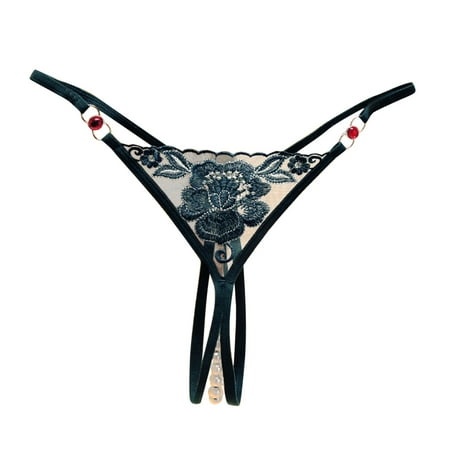 Women Sexy Lace Briefs Hollow Out Panties Crochet Lace up Panty Thongs G String Lingerie Underwear Barely There Bras for Women 4742 Green One Size