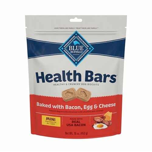 Blue Buffalo Health Bars Mini Crunchy Dog Biscuits  Oven-Baked with Natural Ingredients  Bacon  Egg & Cheese  16-oz Bag