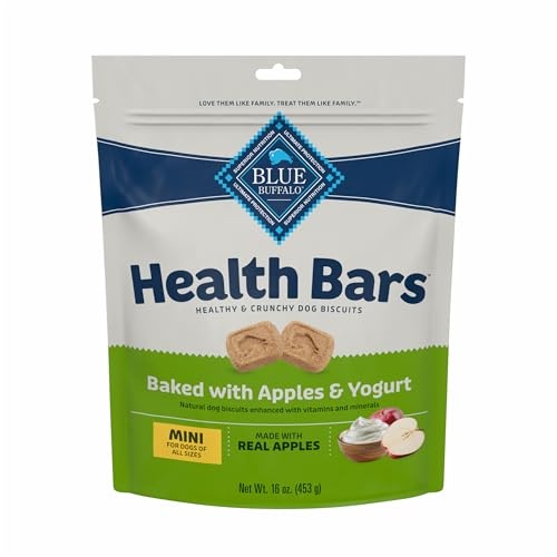 Blue Buffalo Health Bars Mini Crunchy Dog Biscuits  Oven-Baked with Natural Ingredients  Apples & Yogurt  16-oz Bag