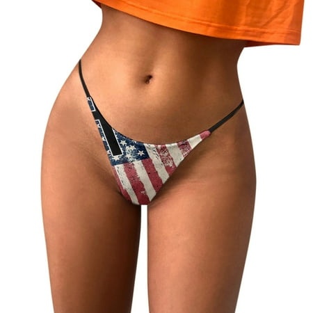Xuapaodt INC Women Print Sexy Underpants Comfort Low Rise Soft T Back G String Blue L