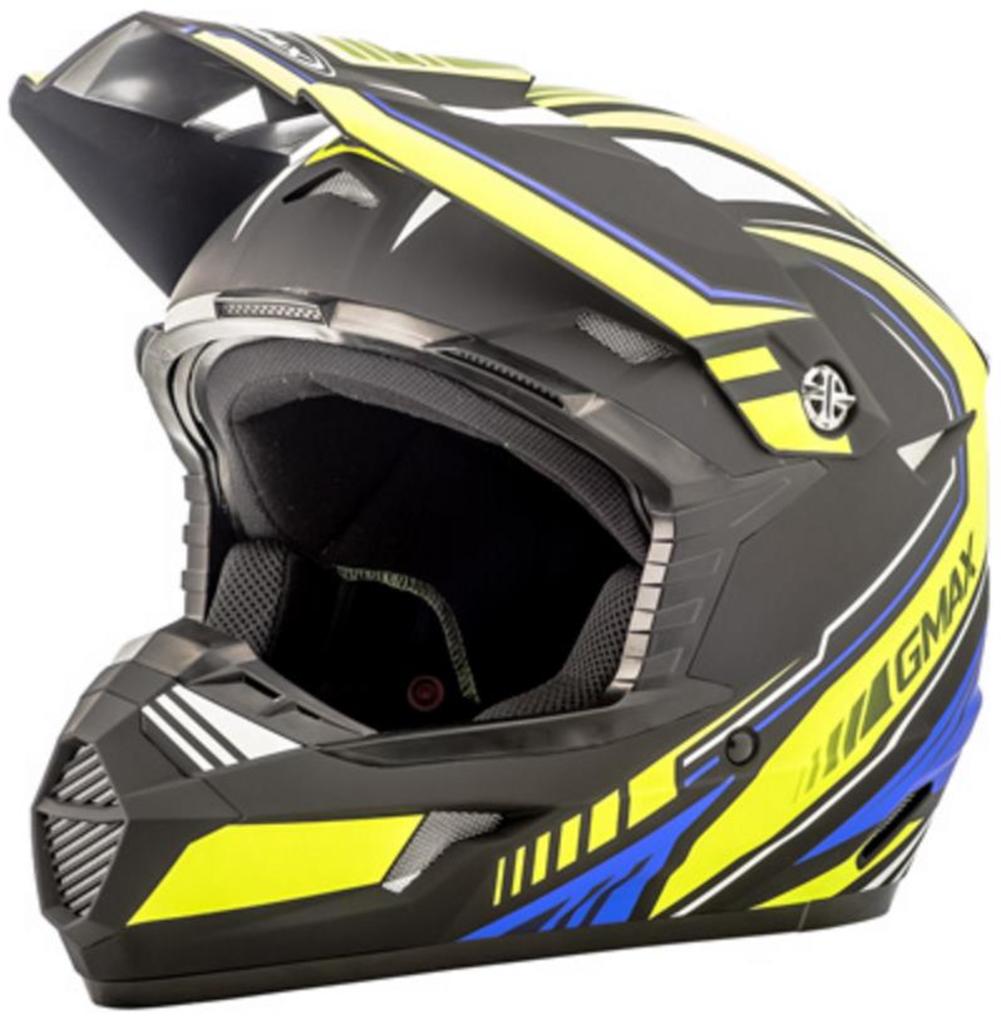 GMAX MX-46 Off-Road Uncle Helmet Matte Black/Hi-Vis Yel/Blue XL