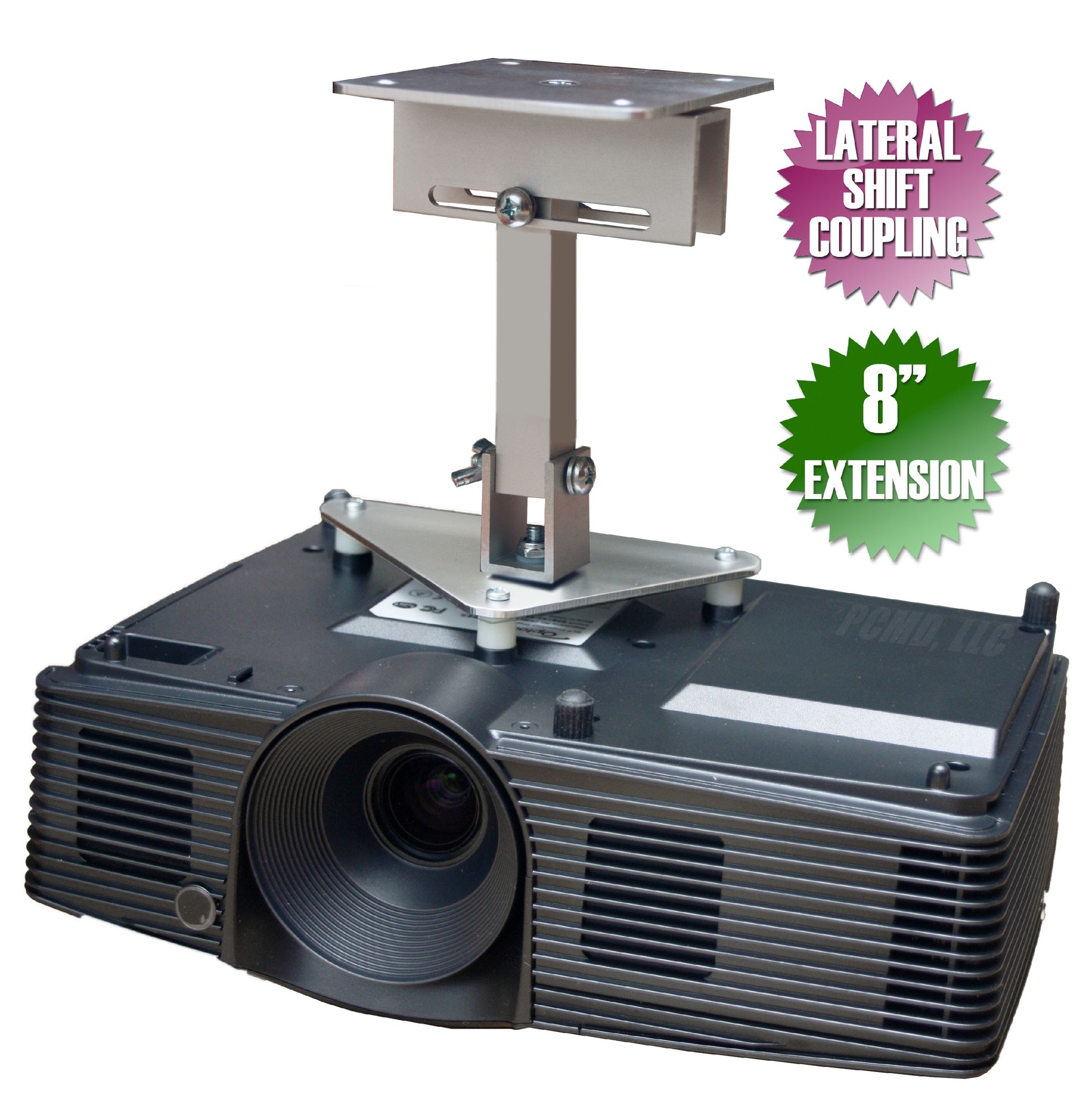 PCMD, LLC - Projector Ceiling Mount Compatible with Epson EMP-7800 EMP-7850 EMP-7900 EMP-7950 (Lateral Shift 8-Inch Ext) - Aluminum