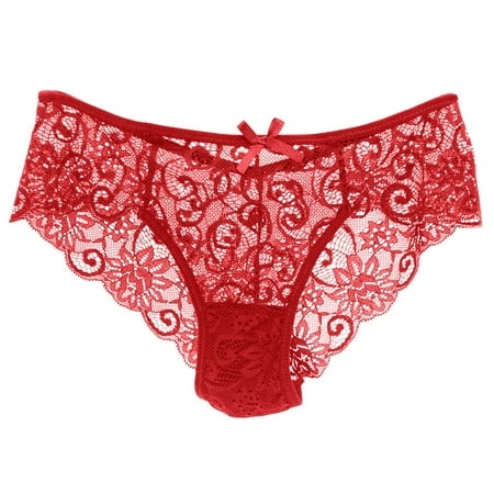 Women Sexy Panties Lace Cutout Hollow Waist Sexy Panties Barely There Bras for Women 4742 Red