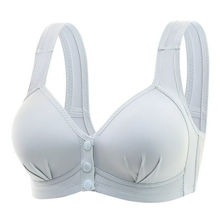 JHLZHS Bras Full Coverage No Underwire Front Side Buckle Lace Edge Without Steel Ring Movement Seamless Gathering Adjustment Yoga Sleep Large Bra 6858