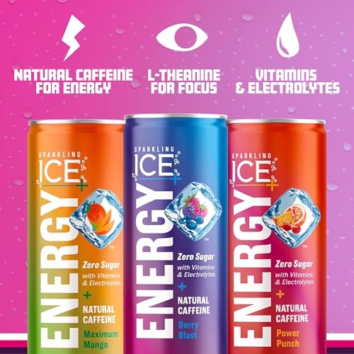 Sparkling Ice +Energy Variety 12Pk. Energy Drinks with Vitamins + Antioxidants, Zero Sugar, Berry Blast, Maximum Mango, Power Punch Flavors. 12 Fl Oz  thumbnail