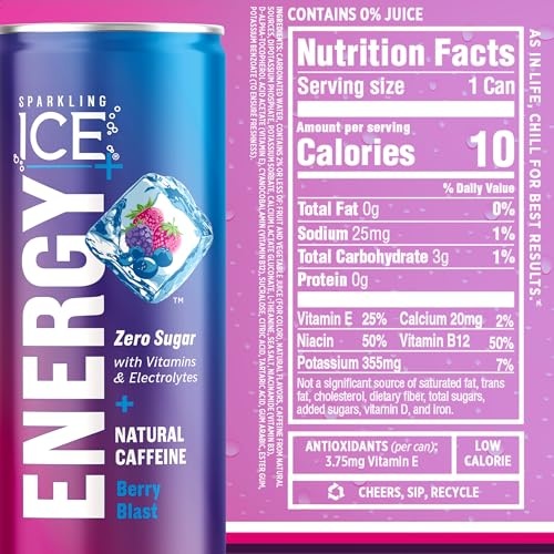 Sparkling Ice +Energy Variety 12Pk. Energy Drinks with Vitamins + Antioxidants, Zero Sugar, Berry Blast, Maximum Mango, Power Punch Flavors. 12 Fl Oz  thumbnail