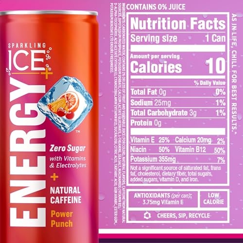 Sparkling Ice +Energy Variety 12Pk. Energy Drinks with Vitamins + Antioxidants, Zero Sugar, Berry Blast, Maximum Mango, Power Punch Flavors. 12 Fl Oz  thumbnail