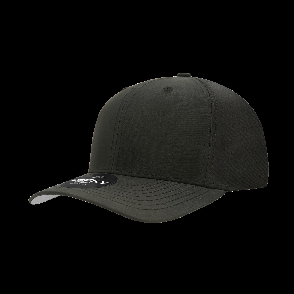 6222-1BLK 6 Panel Mid Profile Structured Performance Cap, Black - One Size Fits Most