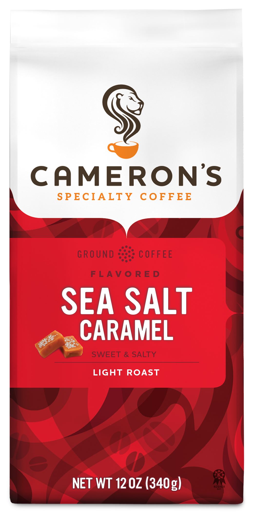 Cameron S Coffee Flavored Sea Salt Caramel Ground Coffee  Light Roast  12 Oz  Naturally Caffeinated