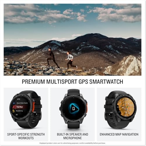 Garmin Fenix 8 47mm AMOLED GPS Watch GPS Watches Slate Gray with Black Silicone Band thumbnail