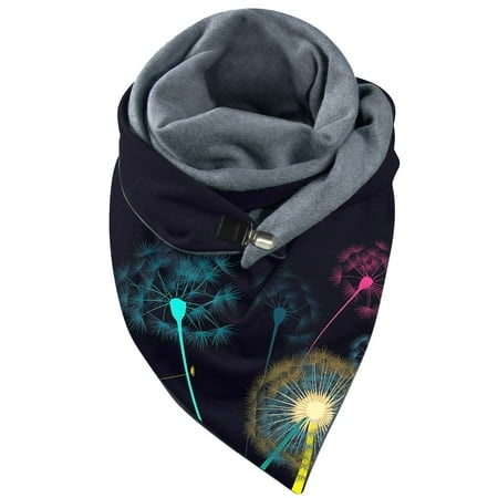 GWAABD Scarf for Women Cold Weather Neck Triangular Scarf Dandelion Graphic Print Double-Layer Shawls Wraps with Buckle Short Soft Winter Warm Scarves