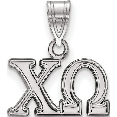 Sterling Silver Rh-Plated Logoart Chi Omega Medium Pendant (16 X 16) Made in United States Ss003cho