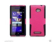 HTC Windows Phone 8X 6990 Hybrid Case Skin Cover Accessory Hot Pink Black