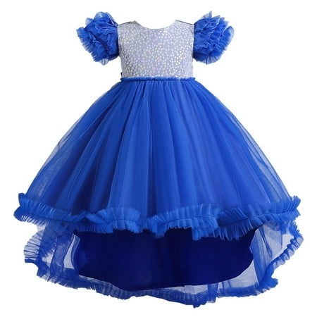 MHZLDYZ Girl Dresses Size 14-16 Children Baby Kids Girls Party Dress for Girls Colorful Train Kids Gown Girl Tulle Dresses Birthday Party Princess Chi