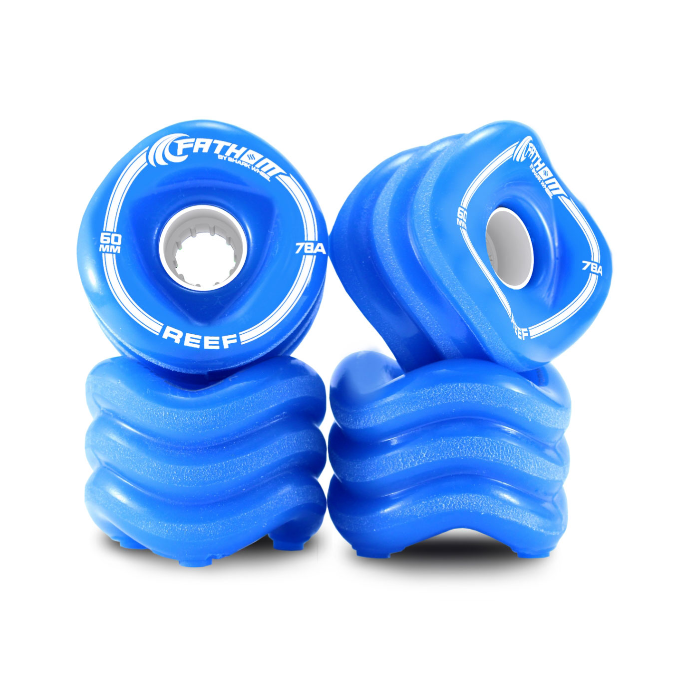 Fathom by Shark Wheel 60MM Reef 4-Piece Innovative Skateboard Wheel Set, Blue