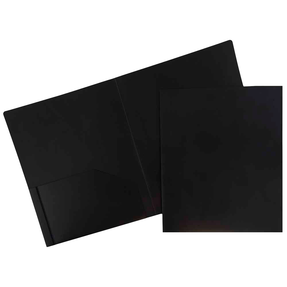 JAM Heavy Duty Plastic Two Pocket Presentation Folder  Black  108/pack