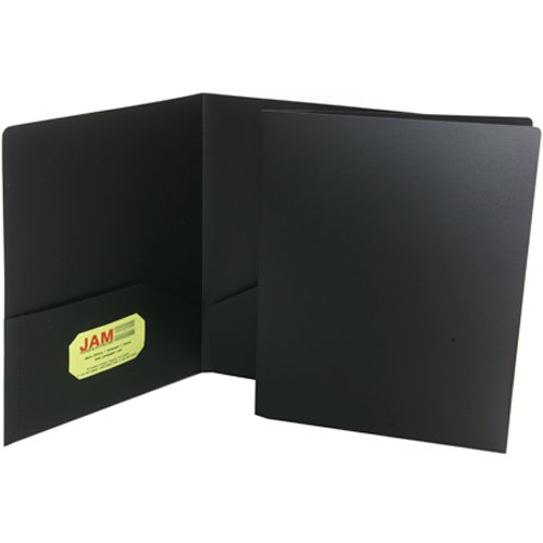 JAM Heavy Duty Plastic Two Pocket Presentation Folder  Black  108/pack thumbnail